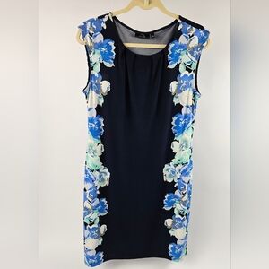 Floral Sleeveless Dress with Blue and Green Accents